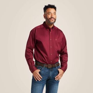 Ariat Mens Button Down Shirt XL Tall Maroon Burgundy Long Sleeve Western‎ Cowboy